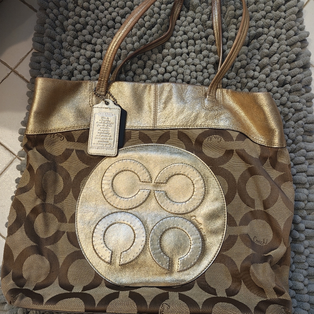 Brown and Gold Tote Bag